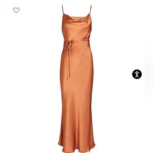 La Lune Belted Satin Midi Dress size 6 GOLD
